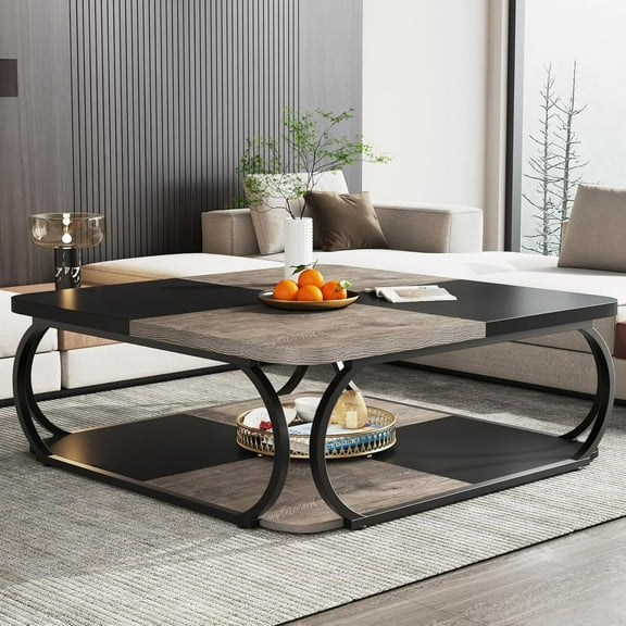 Tribesigns Coffee Table with Open Storage Shelf for Living Room, 39 Inch Large Wood Center Table