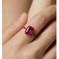thumbnail image 4 of vylahjewellery Vintage Style July Birthstone Jewelry Women's Hidden Halo Engagement Ring Emerald Cut Pink Gemstone Ring 14K Vermeil Yellow Gold Ring, 4 of 9