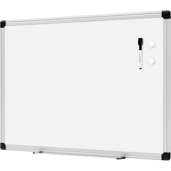 Magnetic Dry Erase Whiteboard, 24"W x 18"H, Aluminium Frame, Silver/White