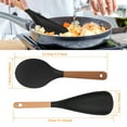 thumbnail image 2 of Austok 4Pcs Cooking Spoon and Rice Scooper Set Silicone Spatula Spoon with Wooden Handle and Hanging Hole Silicone Rice Spatula Dishwasher Safe for Serving Mixing Scraping, 2 of 8