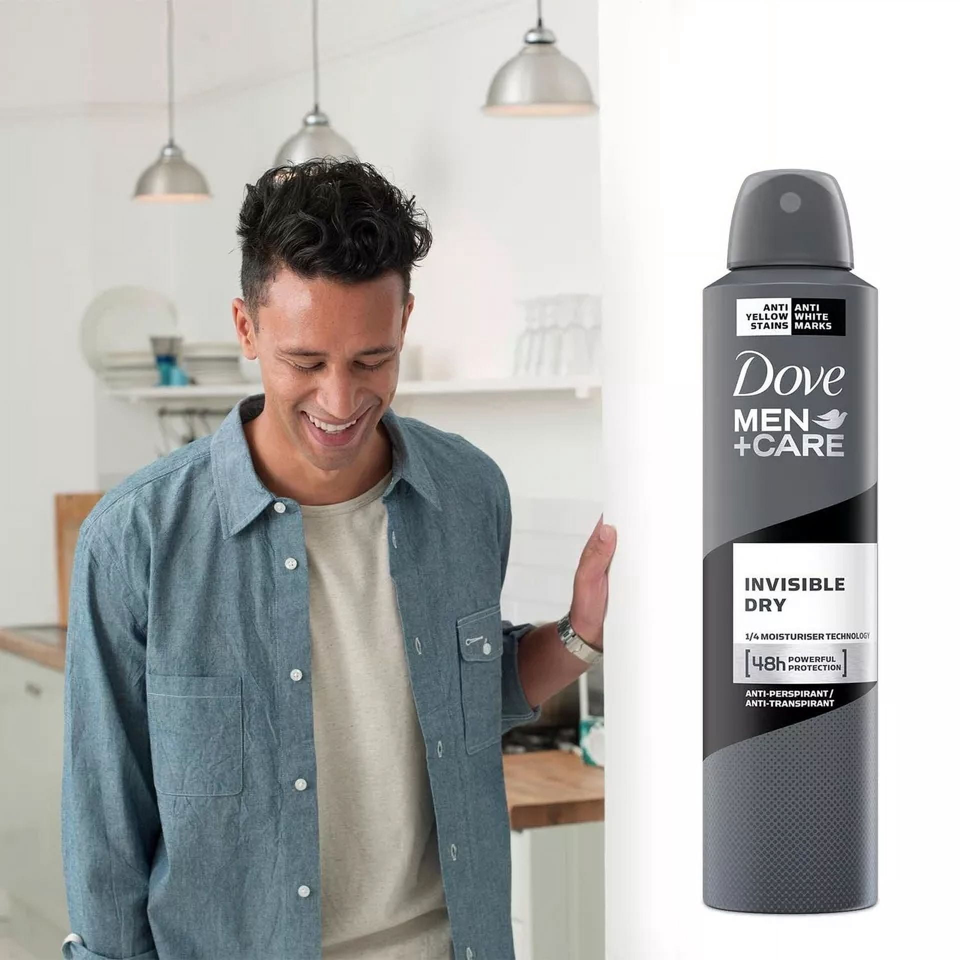 6 PK Dove Men + Care Invisible Dry Spray, International Version, 250 ML/8.4 OZ