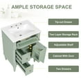 thumbnail image 5 of Euroco 24 Inch Bathroom Vanity with Sink, Green Freestanding Bathroom Cabinet with Flip Drawer, Adjustable Shelf, Solid Rubberwood Frame, MDF Panels & Metal Handles, 5 of 9