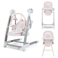 thumbnail image 2 of Costway Silla Alta Plegable Modo Columpio Trona 3 en 1 con 8 Alturas Ajustables Respaldo Reclinable Reposapiés Bandeja Doble Desmontable Rosa, 2 of 2
