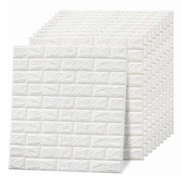 3D Wallpaper Self-adhesive Waterproof Cuttable Odorless Faux Brick Wallpaper for Living Room Bedroom White 10pcs