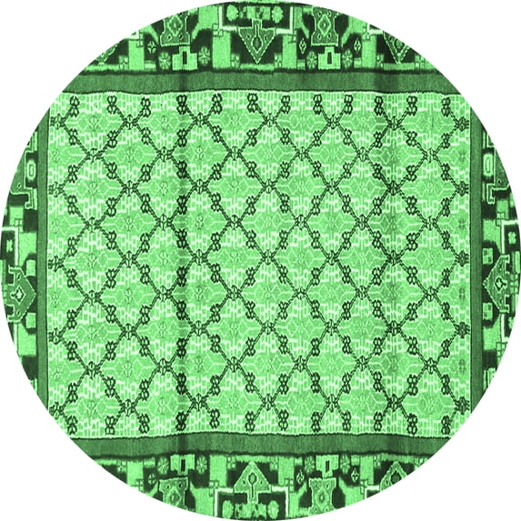 Ahgly Company Indoor Round Persian Emerald Green Traditional Area Rugs, 5' Round