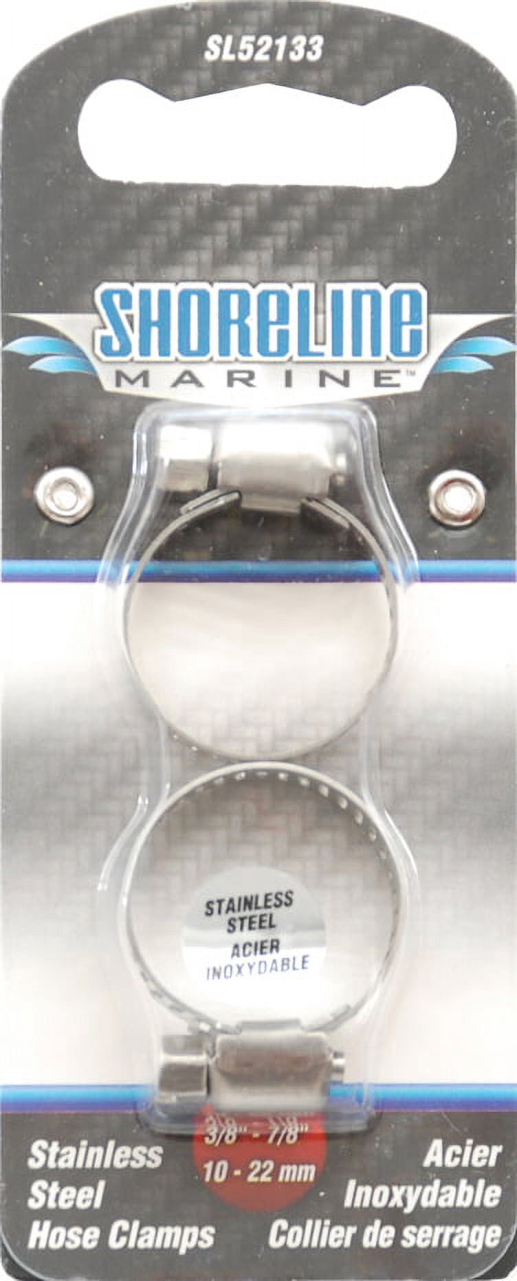 (2 pack) Shoreline Marine Universal Hose Clamps, 3/8-7/8 in, 1 Pair