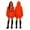 Orange, variant on Mid Length Holiday Costume Coat, Scary Fangs Pumpkin Face Hooded Zip Jacket, Oversized Mid Length Halloween Sweatshirt With 3D Stem Hood, Multiple Spooky Graphic Print Holiday Outerwear, Orange XXL