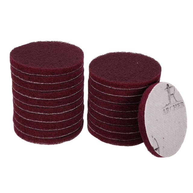 Uxcell 20 piezas de almohadillas de fregado 400 granos 4" cepillo de potencia con gancho y bucle disco de acondicionamiento de superficie, rojo
