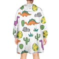 thumbnail image 2 of Wearable Oversized Blanket,White Cactus Dino Eggs Dinosaurs Pattern Wearable Blanket Hoodie for Adults,Cozy Hooded Blankets with Super Pockets,Super Warm Fuzzy Pullover for Women & Men, 2 of 6