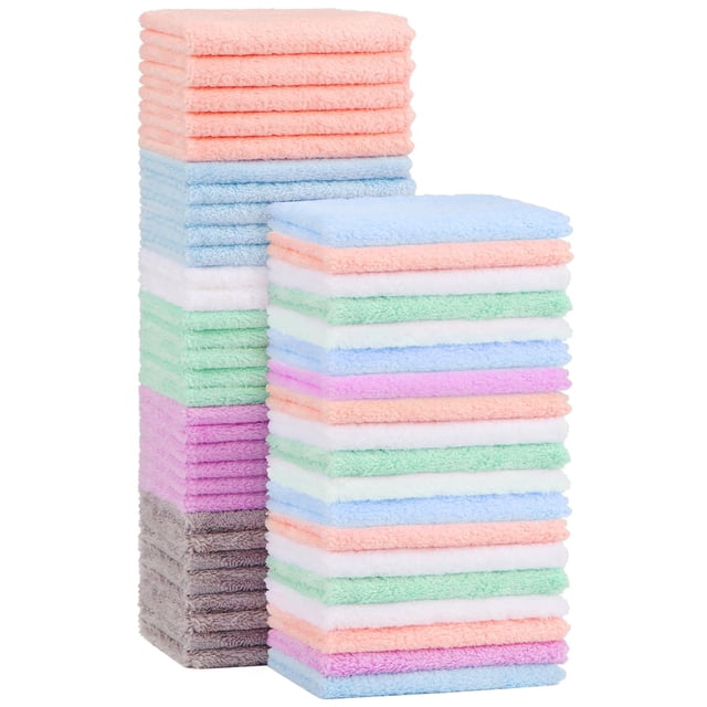 Toallitas Orighty de microfibra con forro polar coral para bebés, paquete de 50