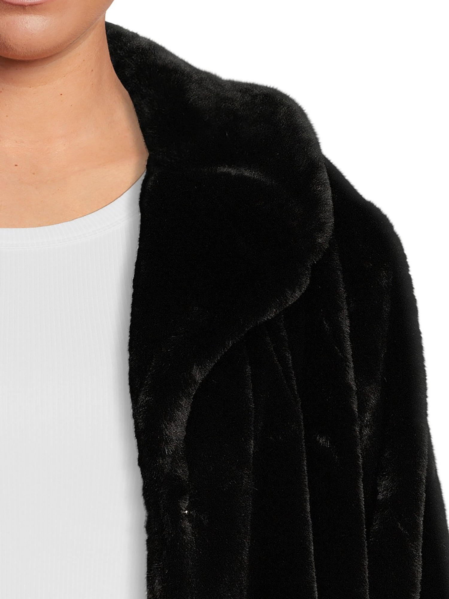 Time and Tru Women's and Plus Full Length Faux Fur Coat