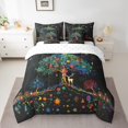 thumbnail image 2 of YST Deer Floral Sheet Set with Comforter Colorful Boho Tree Comforter Set Exotic Galaxy Bed In A Bag Retro Dreamy theme 7 Piece Full Bedding Sets, 2 of 5