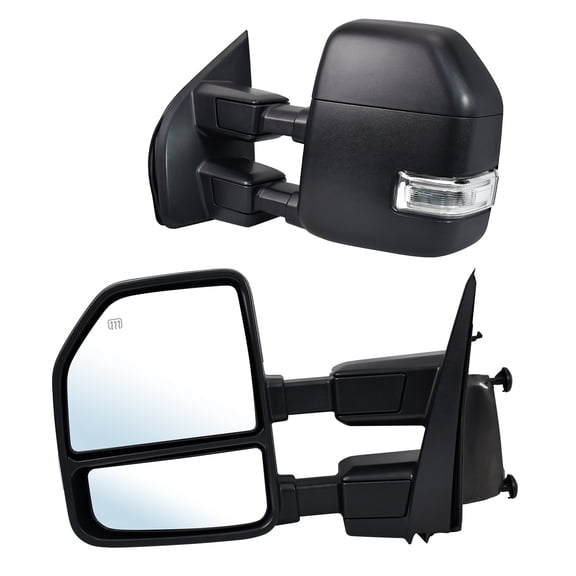 Hex Autoparts Driver Left Side Towing Mirror For 2017-2020 Ford F250 F350 F450 F-550 Super Duty w/ Power, Heated, Temperature Sensor, Turn Signal Light, Spot Auxiliary Lamp Pickup Truck
