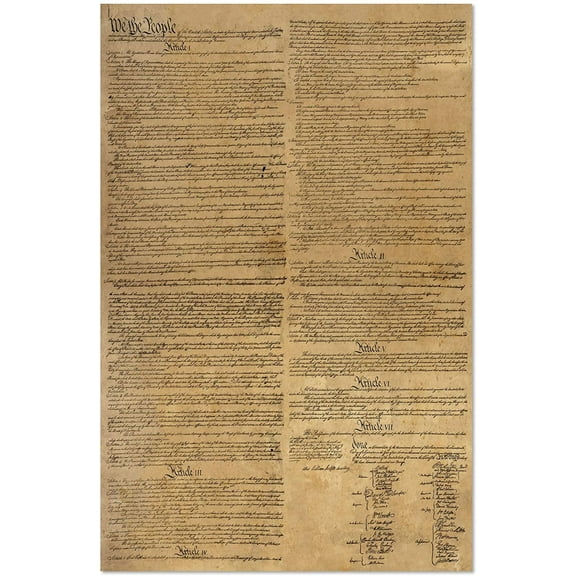 US Constitution American Founding Bill of Rights LAMINATED LARGE reproduction 18x29 Young N Refined