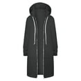 thumbnail image 4 of Women Casual Zip up Polyester Hoodies, Long Hoodie Tunic Jackets Long Sleeve Sweater Dress with Side Pockets Dark Gray L, 4 of 7