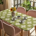 thumbnail image 3 of Sage Green Floral Table Cloths for 3 Foot Rectangle Tables, Spring Flowers Modern Abstract Art Farmhouse Patio Waterproof Elastic Fitted Tablecloths, Washable Rectangular Table Cover for Camping, 3 of 8