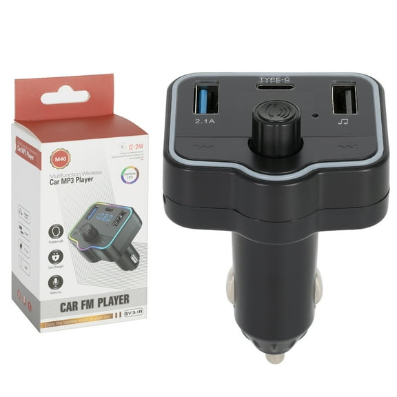 Woudy Bluetooth FM Car Transmitter, Dual USB Charger, Wireless Radio Adapter, MP3 Player, TF Card & USB Disk Support, Hands-Free Calling