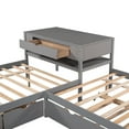 thumbnail image 6 of [US IN STOCK] Full Size L-shaped Platform Beds with Twin Size Trundle and Drawers Linked with Built-in Rectangle Table,Gray, 6 of 9