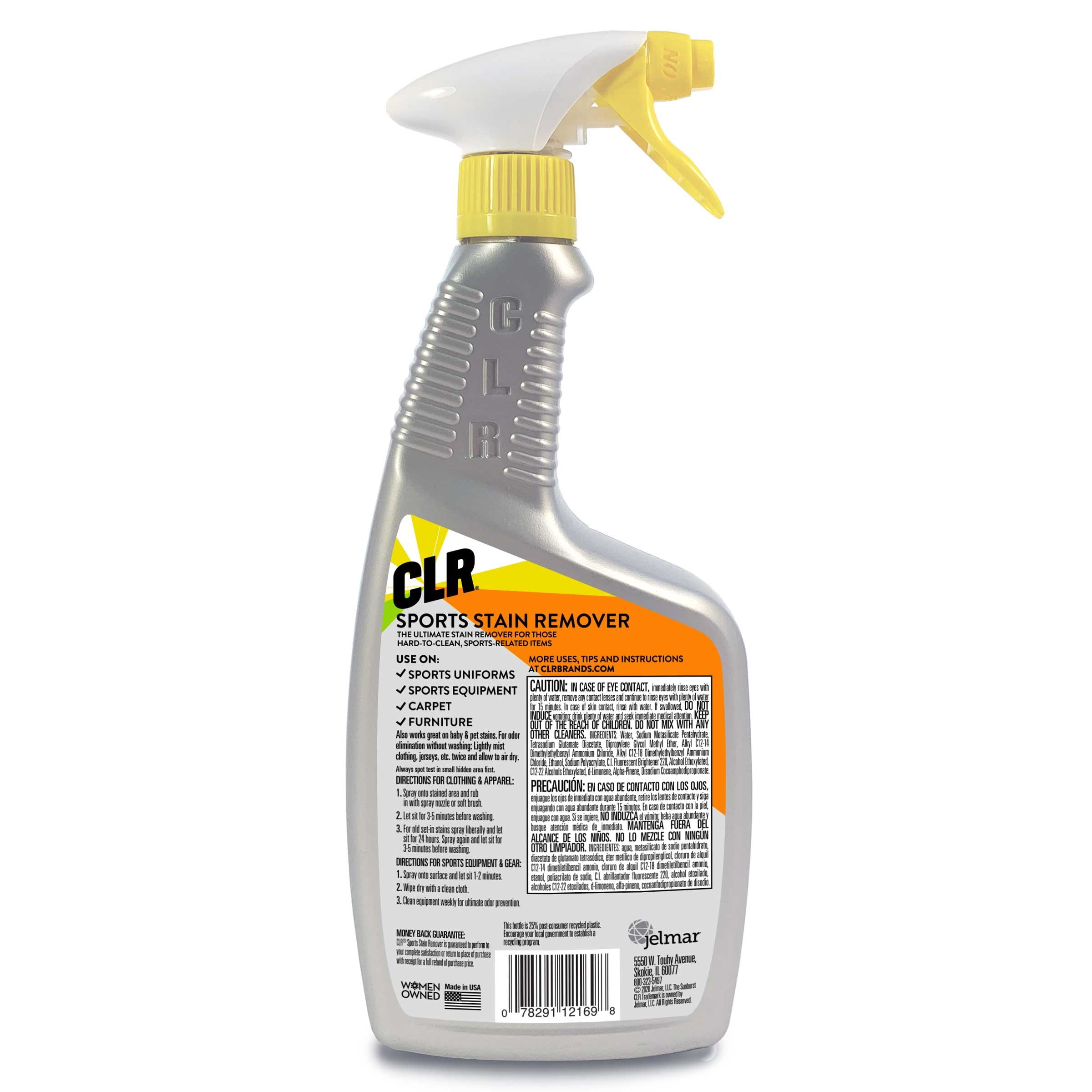 CLR Sports Stain Remover, Gentle Laundry Spray for Stains, Odors, and Spots, 22 fl oz