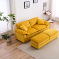 thumbnail image 2 of Modern Corduroy Convertible Sofa Loveseat, 2 Seaters Small Couch Love Seat With Movable Ottomans and Pillows For Living Room Apartment Bedroom, 2 of 11