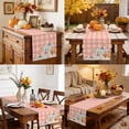 thumbnail image 4 of Fall Orange Blue Pumpkins Table Runner - 36 Inch Long Thanksgiving Harvest Pink Plaid Cotton and Linen Blended Dress Scarves Farmhouse Table Runner for Kitchen Dining, Coffee Table, 13" x 36", 4 of 8