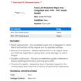 thumbnail image 2 of Front Left Windshield Wiper Arm - Compatible with 1994 - 1997 Honda Accord 1995 1996, 2 of 2