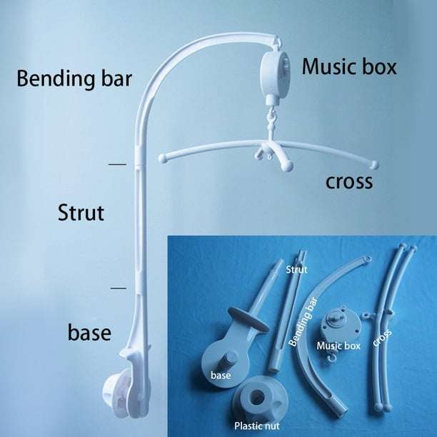 Soporte de campana para cama móvil con garra para cuna de bebé, soporte ajustable con caja de música, brazo móvil para cuna, juguete artesanal, soporte para brazo colgante, decoración
