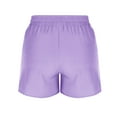 thumbnail image 6 of JTSRKL Teen Girls's Summer Athletic Shorts High Waisted Running Shorts Sporty Short Gym Smoked Elastic Workout Shorts with Zipper Pockets Purple 9-10 Years, 6 of 7