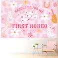 thumbnail image 3 of Cowgirl Happy 1st Birthday Background Girl Pink Western Cowgirl Birthday Party Decorations Daisy Western Cowboy This is my first rodeo photo background props, 3 of 6