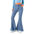 thumbnail image 2 of Women's Casual Pants Bell Bottom Jeans For Women High Waisted Classic Flared Denim Pants Stretchy Wide Leg Jeans Bell Bottoms Trousers,Blue Women's Casual Pants L, 2 of 5