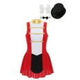thumbnail image 3 of TiaoBug Women's 4Pcs Halloween Outfits Circus Performance Costume Ringmaster A-line Dress B Red M, 3 of 7