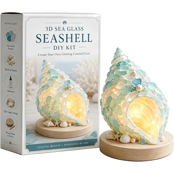 DIY 3D Sea Glass Art Kit β Coastal & Christmas Collection, Ocean Animal Mosaic Craft Kit for Adults, Colorful Sea Glass Home Decor Set, Creative Handmade Holiday Gift