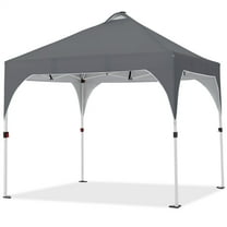 Alden Design 10 ft Pop-Up Canopy Tent W/ 17 Solar LED Lights Sandbags Roller bag for Outdoor, Dark Gray