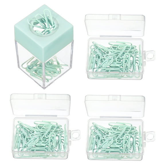 Uxcell Magnetic Paper Clip Holder Dispenser Large Capacity Paper Clip Organizers with Magnetic Top for Office Green 1 Set