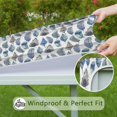 thumbnail image 6 of Blue Boho Tribal Feathers Pattern Square Fitted Tablecloth with Elastic Edge,Square Table Cover,Washable Elastic Table Cover for Home Kitchen Party Decor 36in(91cm), 6 of 6