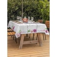 thumbnail image 2 of Spring Easter Outdoor Tablecloth - 52x70 Inch Rectangle Dining Table Cover, Watercolor Flowers Rabbits Ears Bow Wooden Gray Waterproof Outdoor Table Cloth with Umbrella Hole & Zipper for Picnic/Patio, 2 of 7