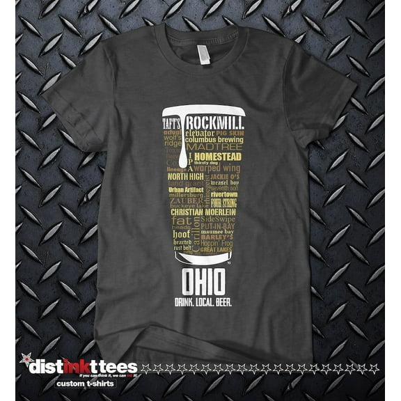 Ohio Craft Beer Typography T-Shirt - Black, Small Size | Custom Christmas Gift