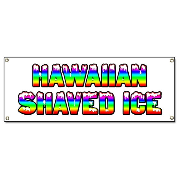 HAWAIIAN SHAVED ICE BANNER SIGN hawaian cart stand icee icy signs