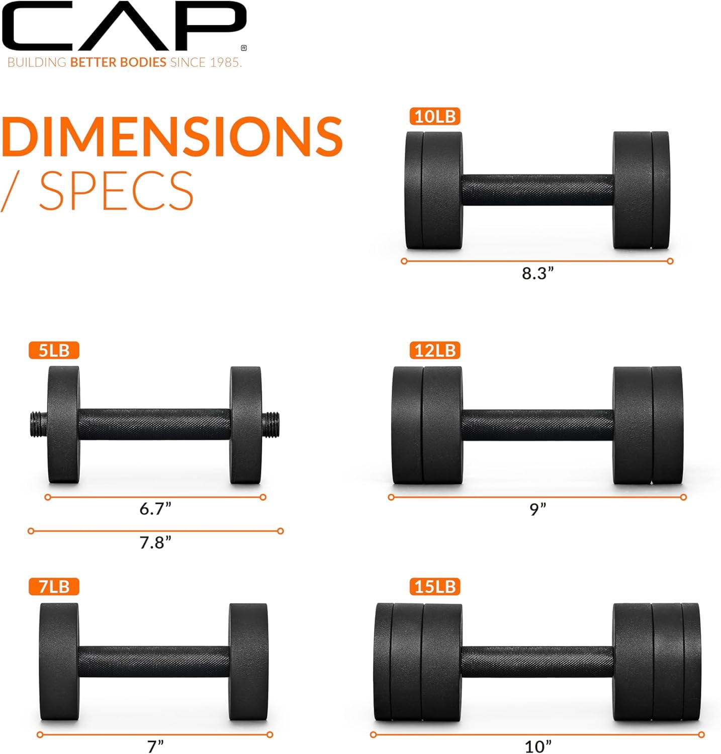 Barbell 15 lb Adjustable  – Compact Cast Iron Weight |   Multiple Options