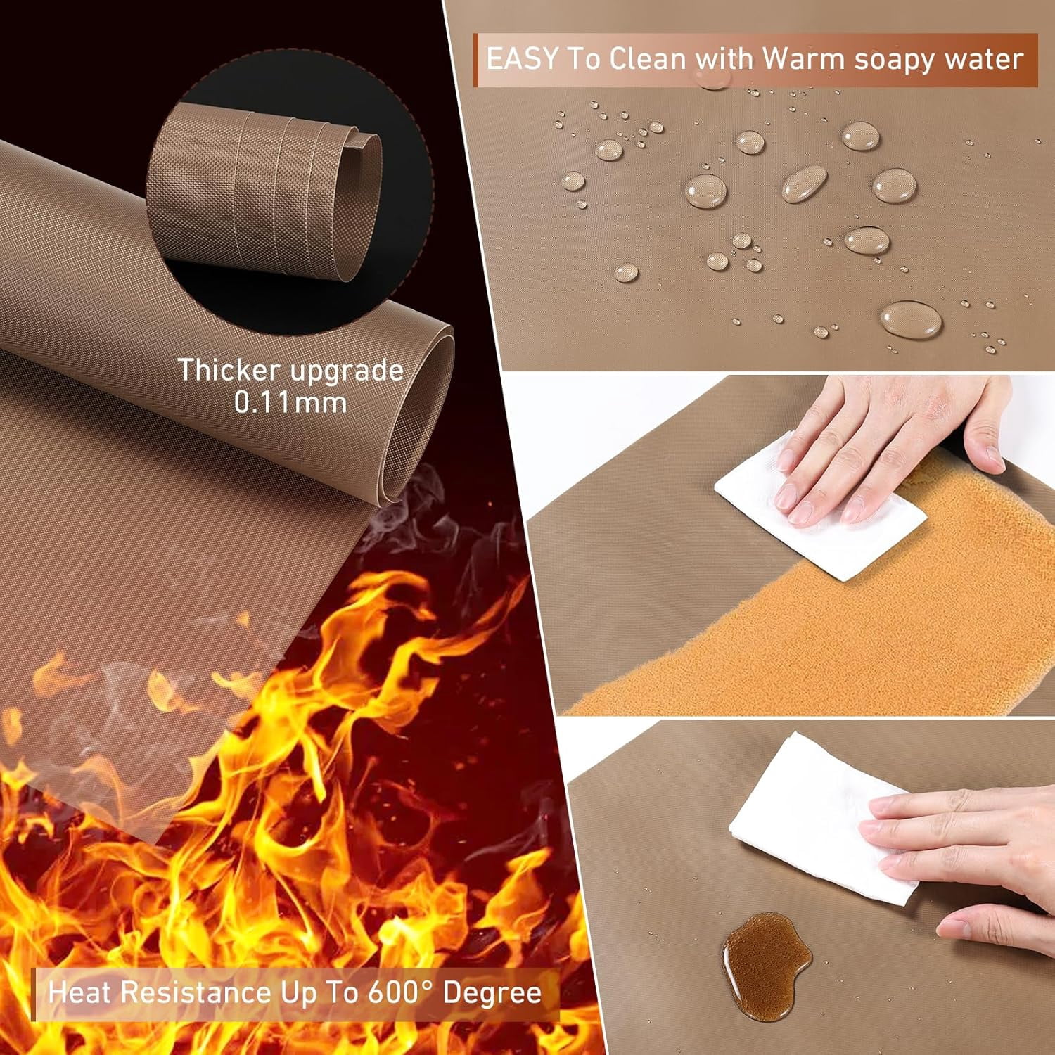 4 Pack PTFE Teflon Sheets for Heat Press, 16x12 Non-Stick Transfer Sheet Heat Press with 3 Rolls Transfer Tape Set for Sublimation Heat Resistant (16x12" Teflon Sheet 4P & 10mm Heat Tape