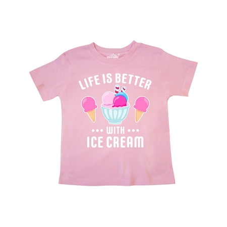 

Inktastic Life is Better with Ice Cream with Bowl and Two Cones Gift Toddler Boy or Toddler Girl T-Shirt