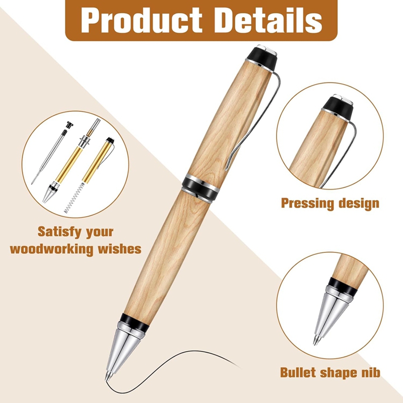6 Pieces Wood Turning Pen Set with Refills Rotating Pen Kit for Wood Turning Bulk Lathe Turning Supplies for Pen Making