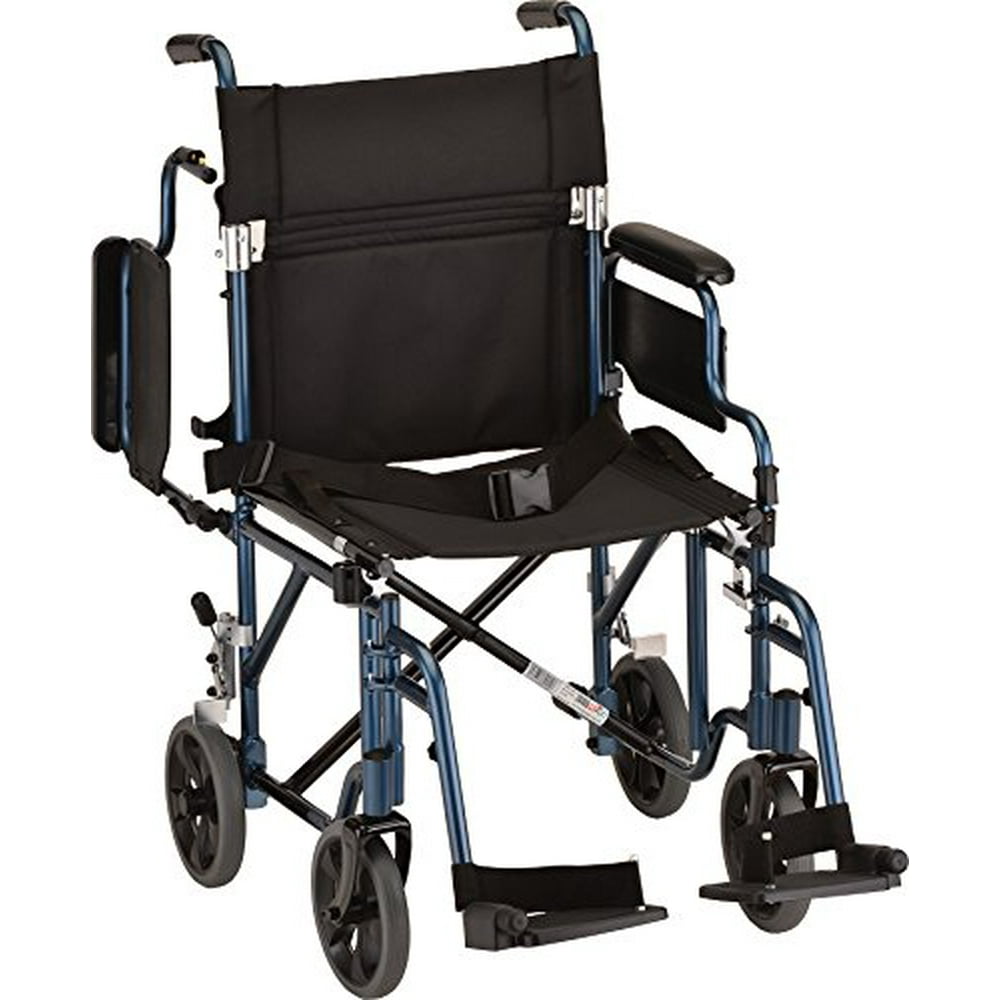22 inch Transport Chair with 12? Rear Wheels Blue 1 Each / Each