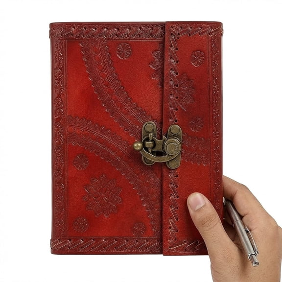 Handcrafted Leather Journal with 200 Unlined Pages and Secure Latch – 7x5 Inches