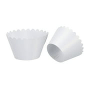 Cupcake Wrappers Paper, 50 Pack Baking Cups Standard Wave Decoration, White
