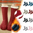 thumbnail image 5 of Xfvqtps Womens Slipper Socks with Grippy Plush Lining Plush Edge Thick Snow Socks Carpet Socks Solid Color Comfortable Soft Warm Winter Fuzzy Socks Wine, 5 of 5