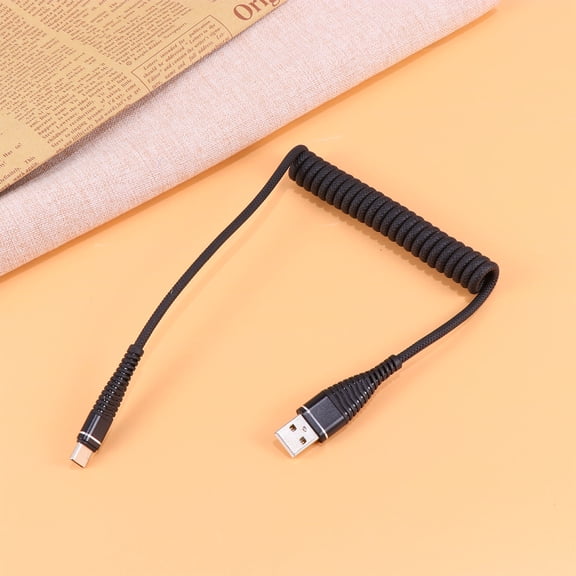 FOMIYES Black Telescoping USB Charging Cable for Mobile Phones, Portable Data Transfer and Fast Charging Cord