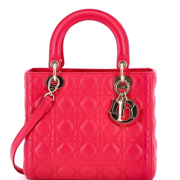 Pre-Owned Lady Dior Bag Cannage Quilt Lambskin Medium By Rebag