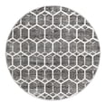 thumbnail image 3 of Unique Loom Matrix Trellis Collection Area Rug - Tile (5' 1" Round Grey/Ivory), 3 of 7
