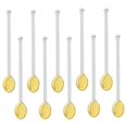 thumbnail image 1 of Toystoory 10x Cucharillas de vidrio Apto para lavavajillas Cuchara agitadora para remover la barra de café Marrón Mostrada Amarillo, 1 of 1
